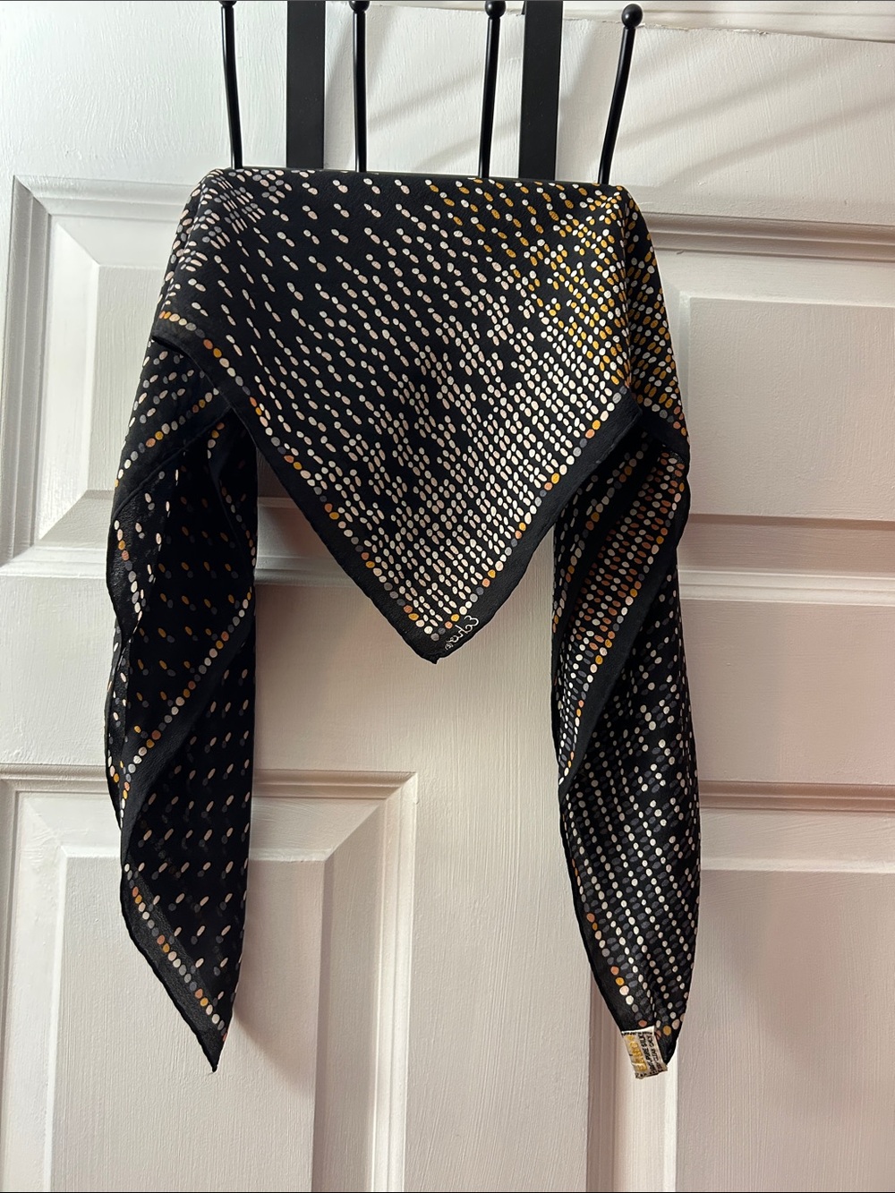 Vintage Echo 100% Silk Scarf 25” Square Made in Japan Black Abstract Geometric